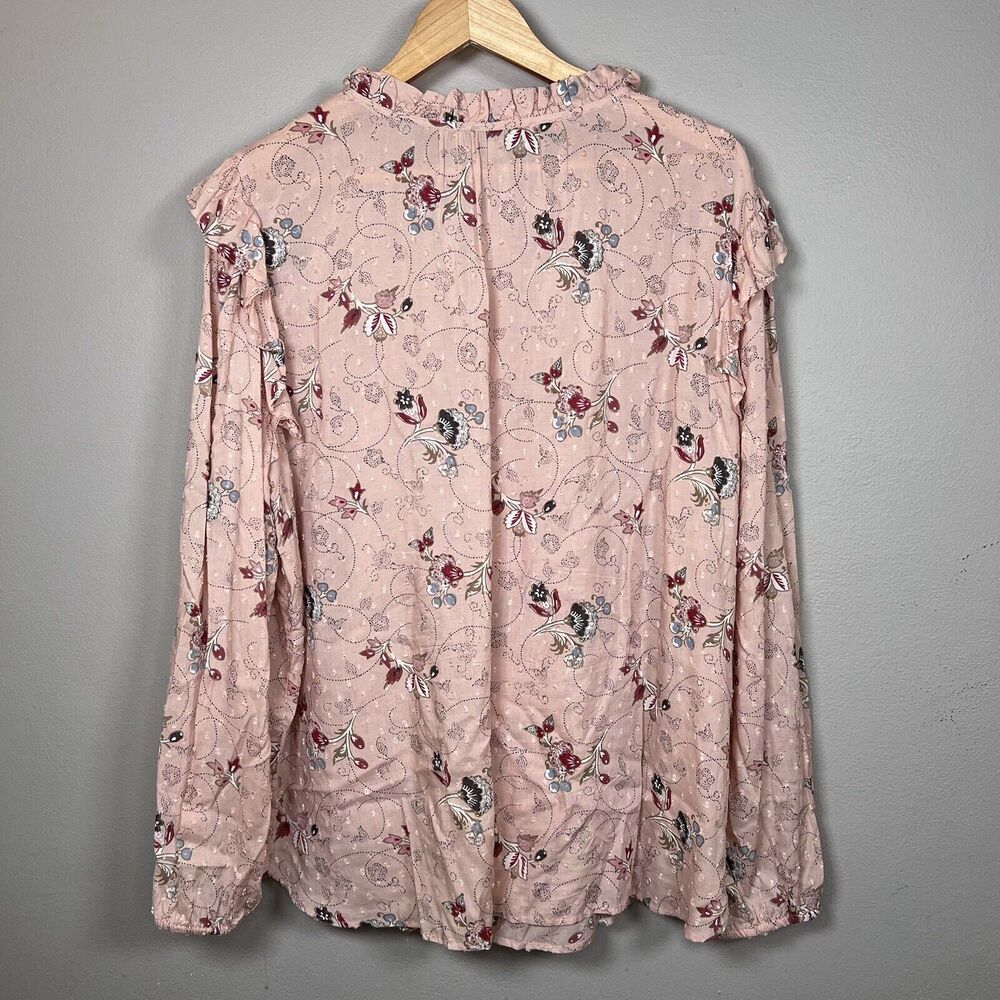 LOFT Women's Floral Peasant Blouse Pink Long Sleeve Size XXL - Picture 2 of 9